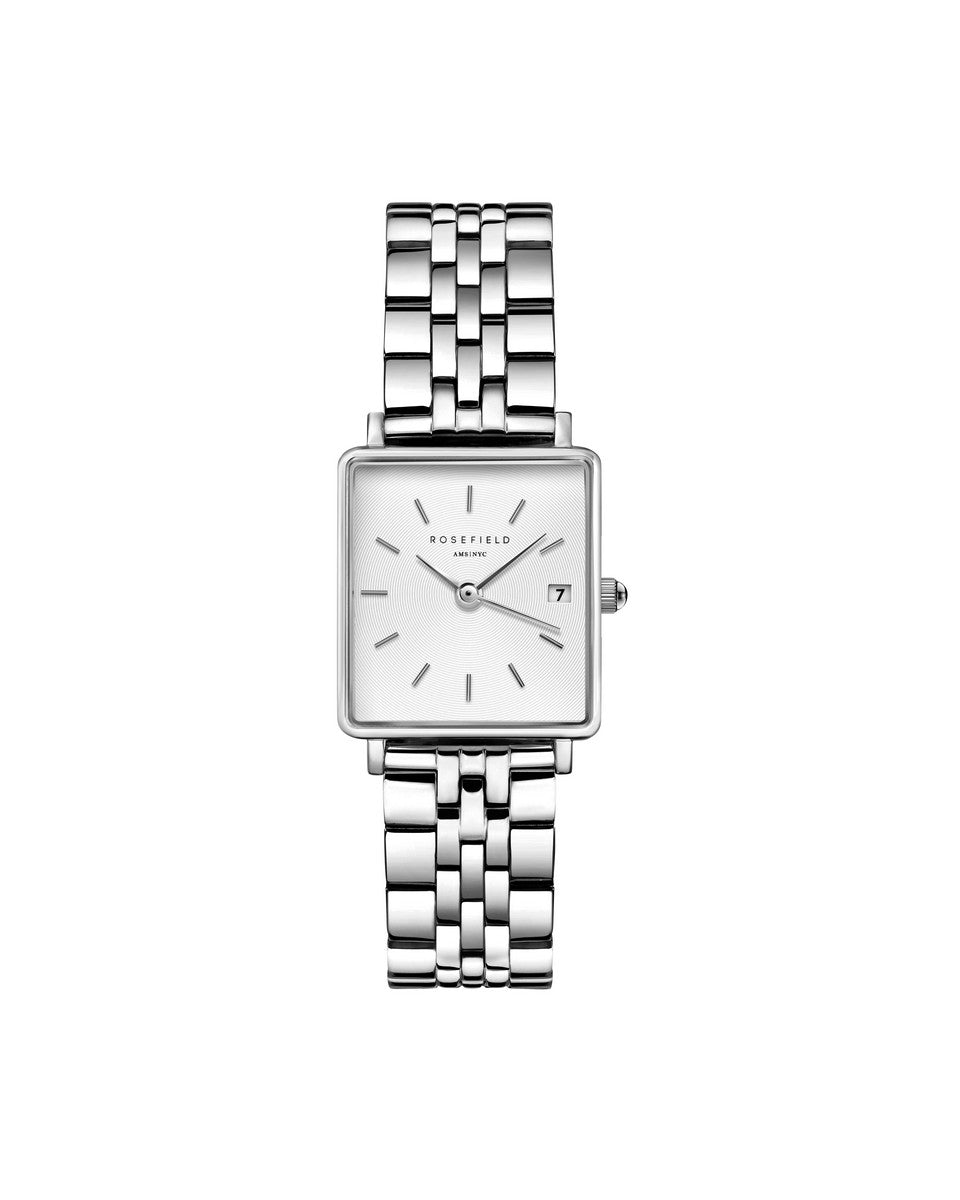 Rosefield horloge QMWSS-Q020 The Boxy XS White Sunray Steel Silver - PansiteNederland.nl