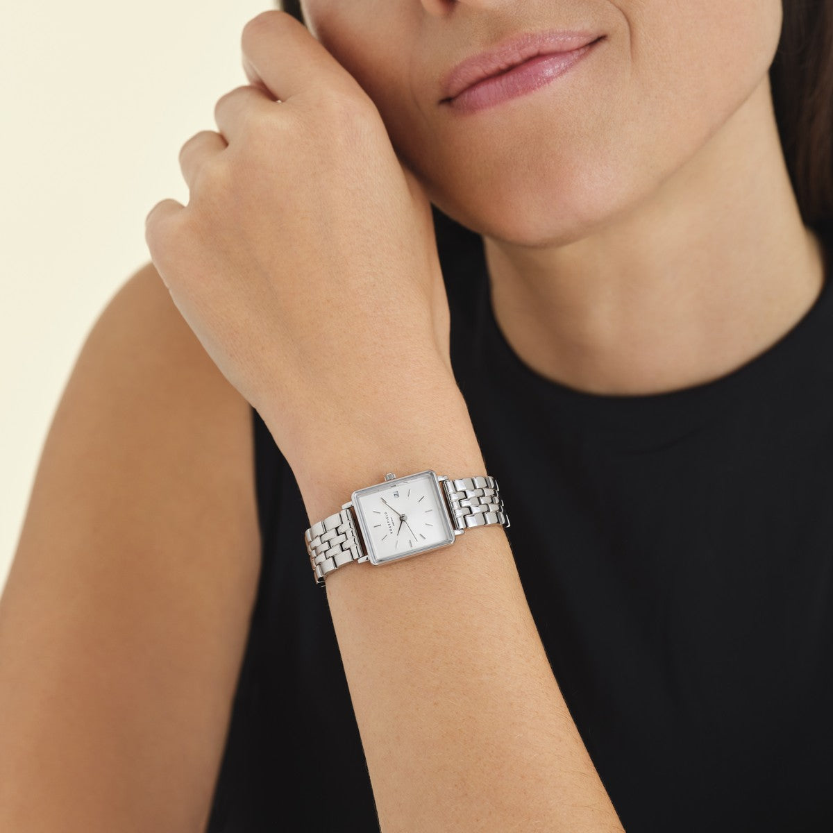 Rosefield horloge QMWSS-Q020 The Boxy XS White Sunray Steel Silver - PansiteNederland.nl