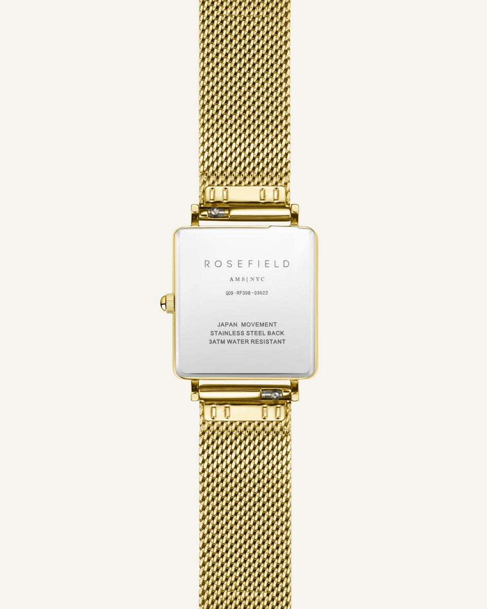 Rosefield horloge QWSG-Q03 The Boxy White Sunray Mesh Gold - PansiteNederland.nl