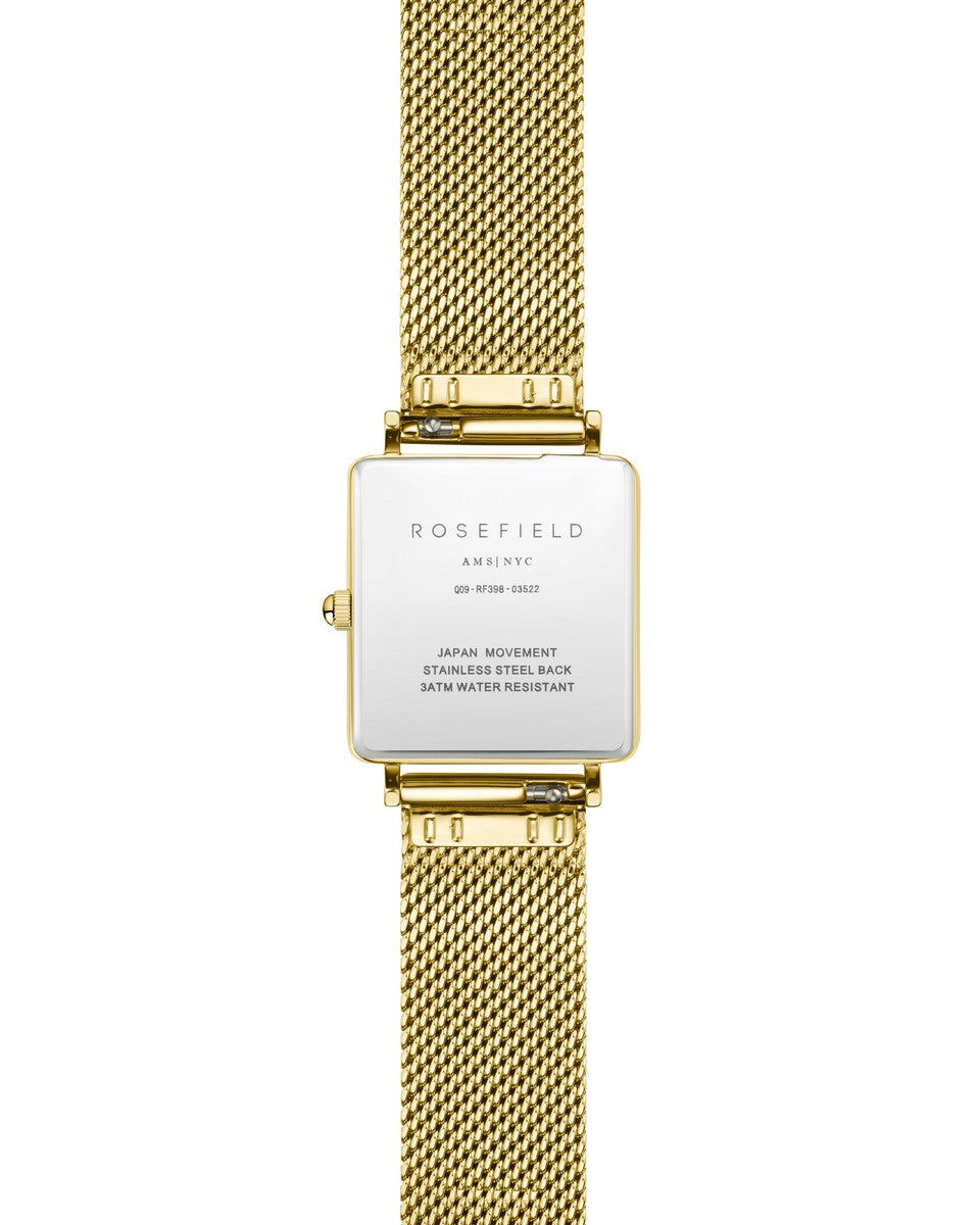 Rosefield horloge QWSG-Q03 The Boxy White Sunray Mesh Gold - PansiteNederland.nl