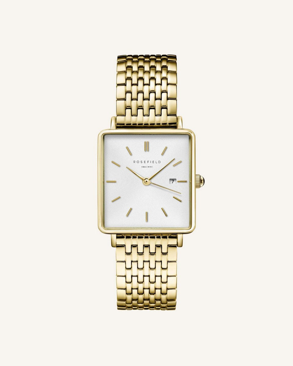 Rosefield horloge QWSG-Q09 The Boxy White Sunray Steel Gold - PansiteNederland.nl