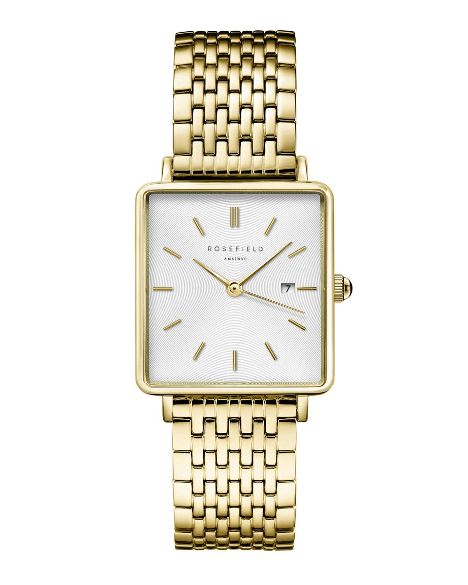 Rosefield horloge QWSG-Q09 The Boxy White Sunray Steel Gold - PansiteNederland.nl