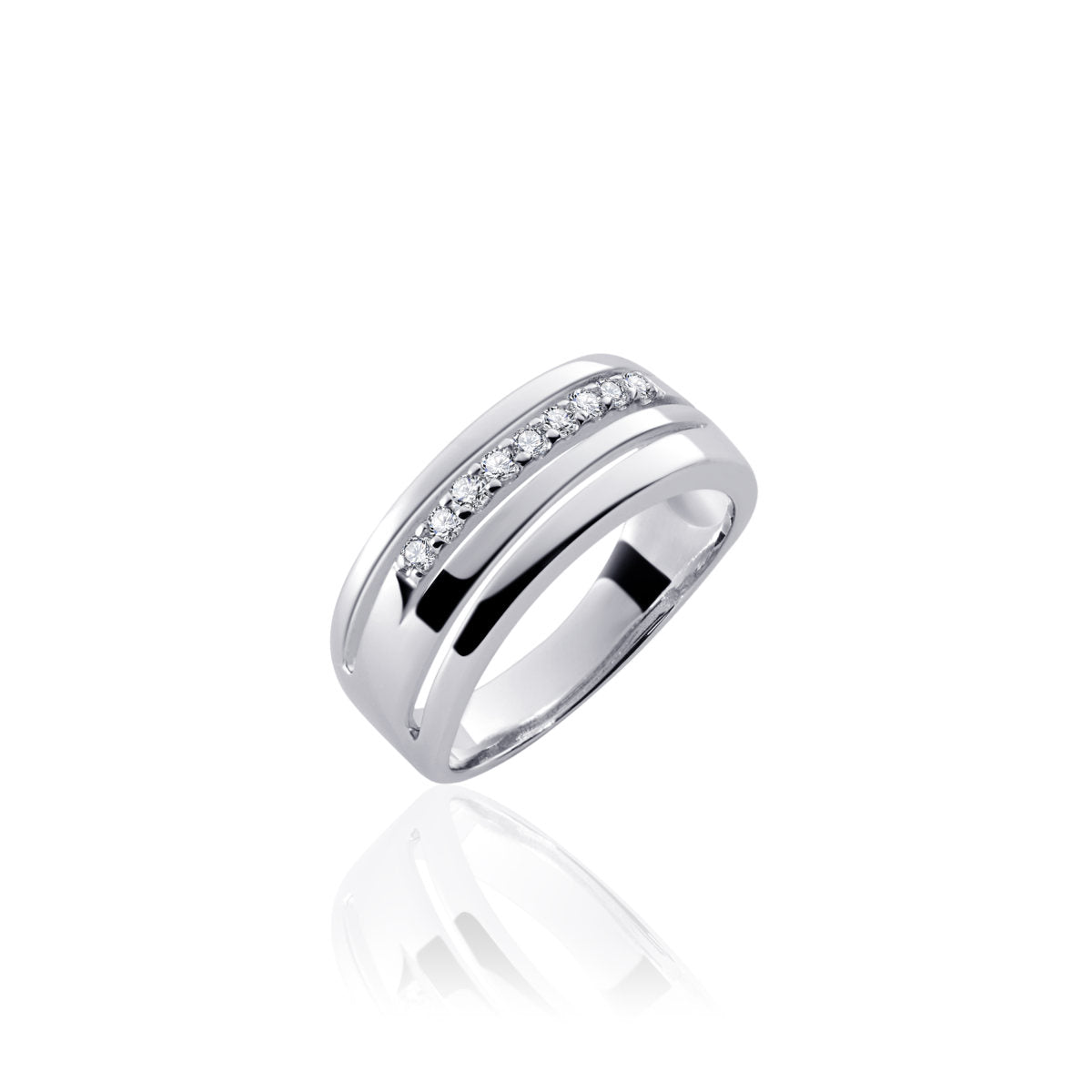 Gisser Ring Zilver Gerhodineerd Zirkonia Wit – R045