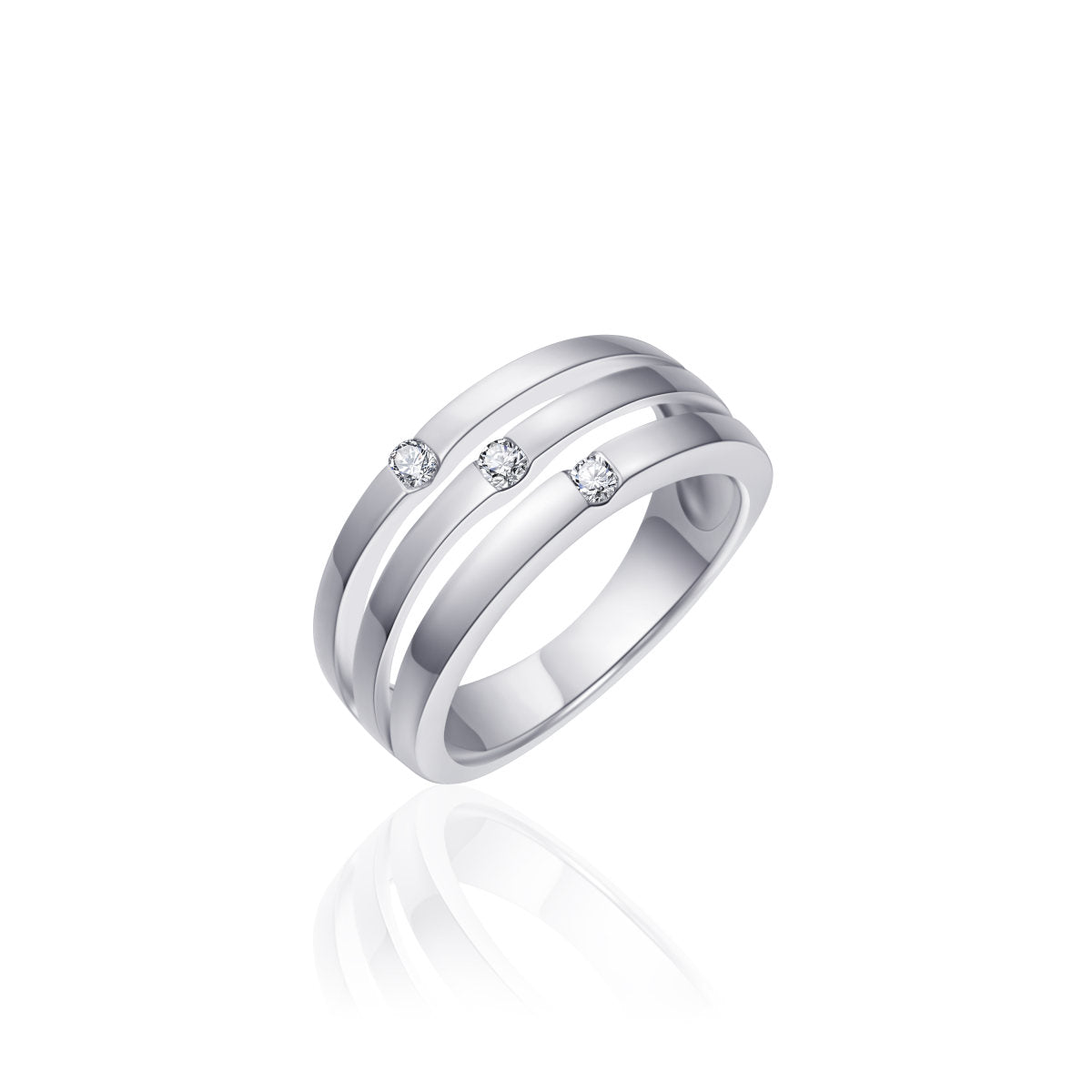 Gisser Ring Zilver Gerhodineerd Zirkonia Wit – R051