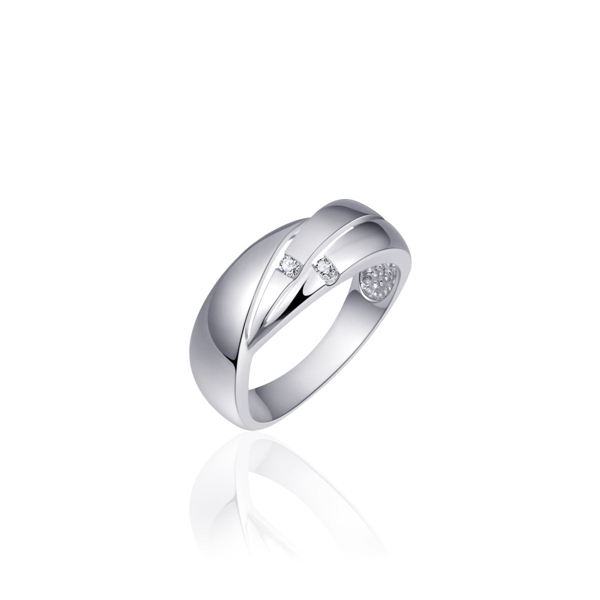 Gisser Ring Zilver Gerhodineerd Zirkonia Wit – R054