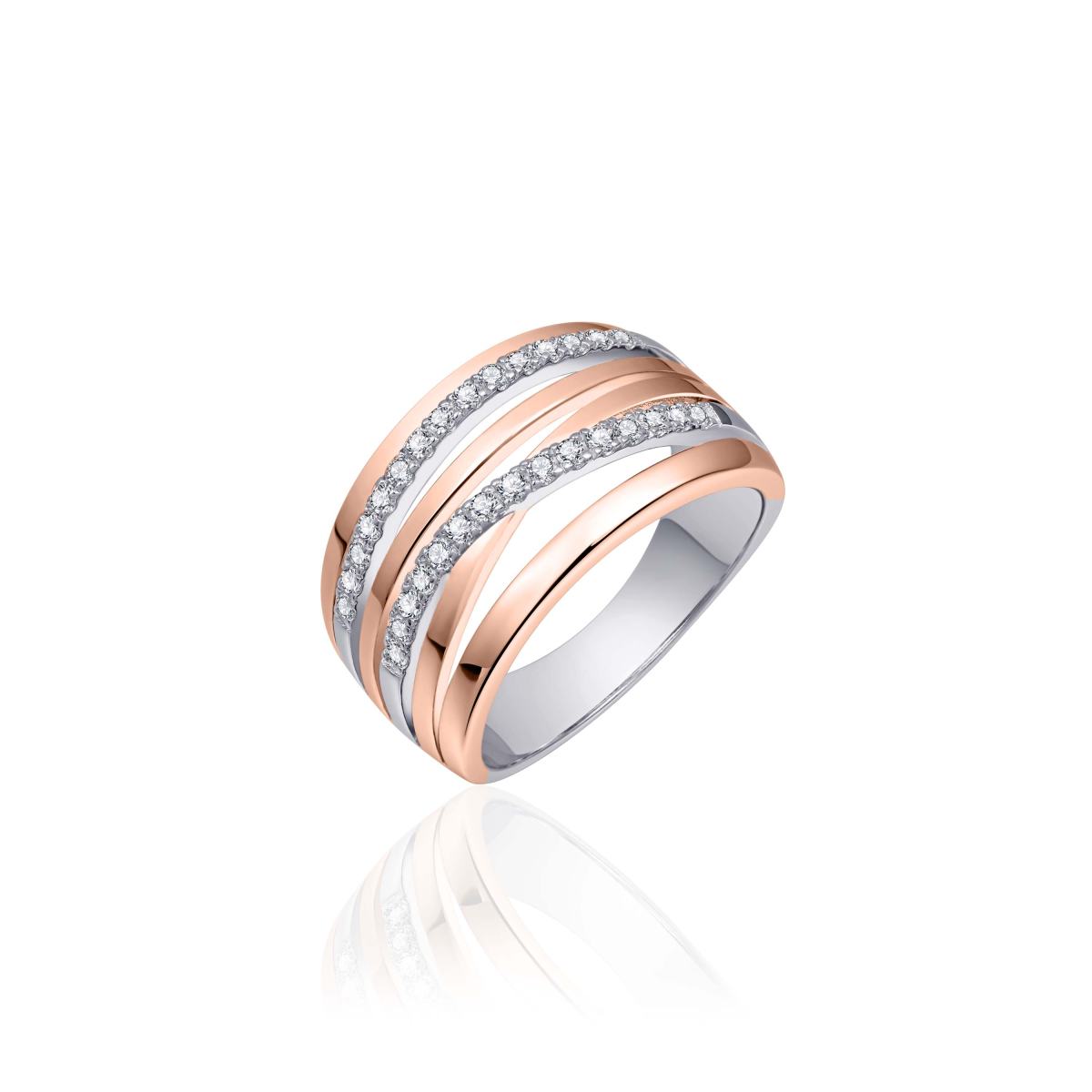 Gisser Ring Zilver Roséverguld Zirkonia Wit – R055R