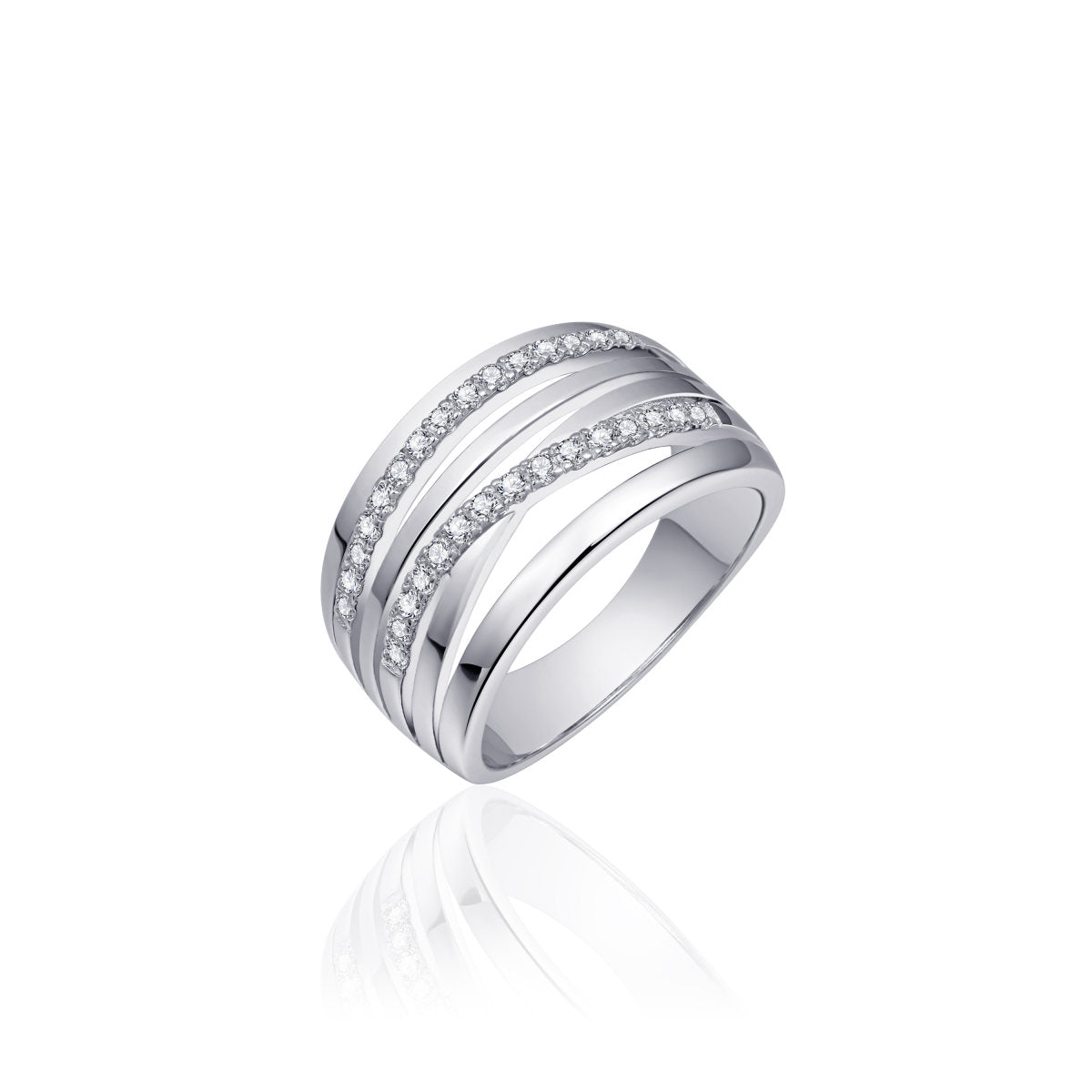 Gisser Ring Zilver Gerhodineerd Zirkonia Wit – R055