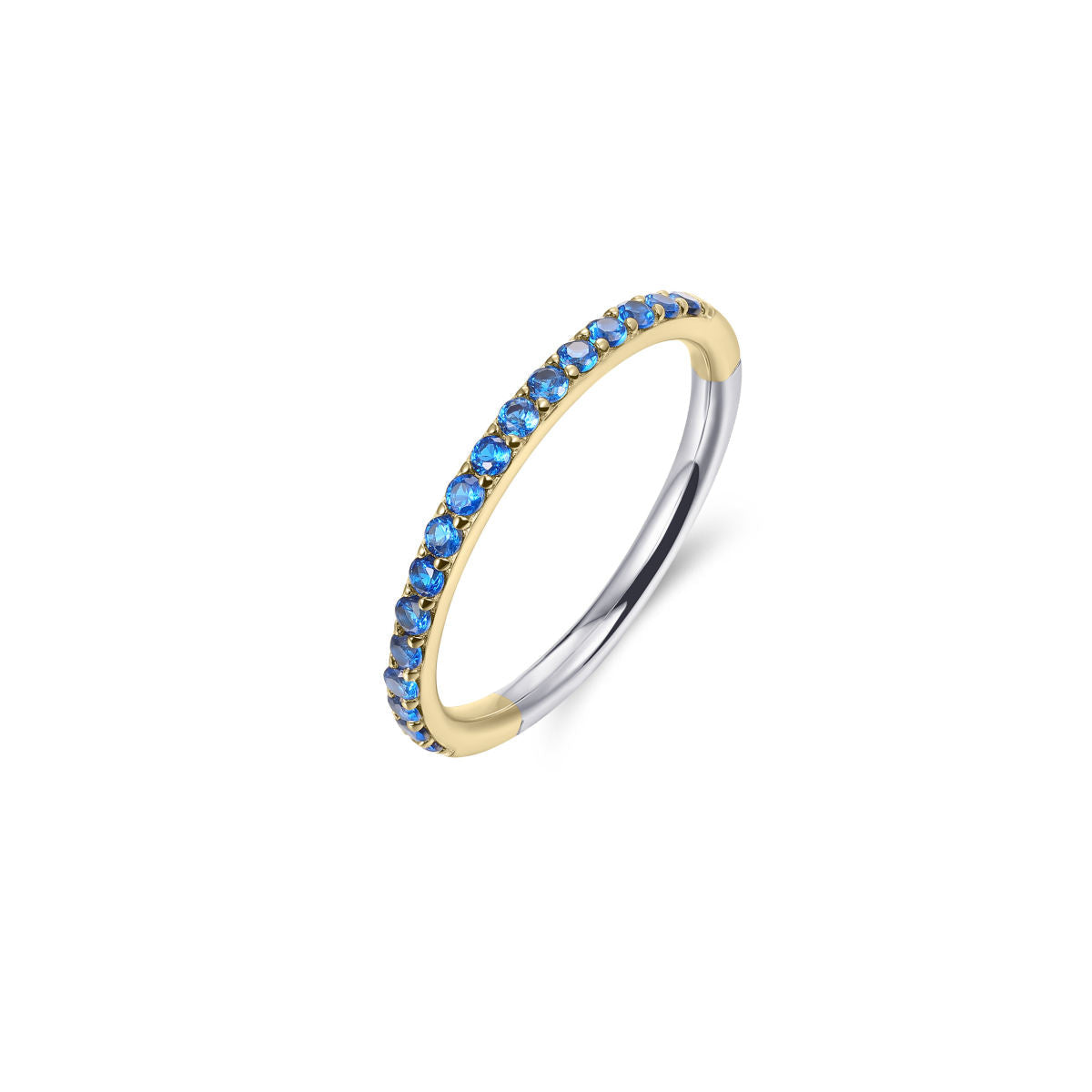 Gisser Ring Zilver Geel Verguld Zirkonia Donkerblauw – R066YB