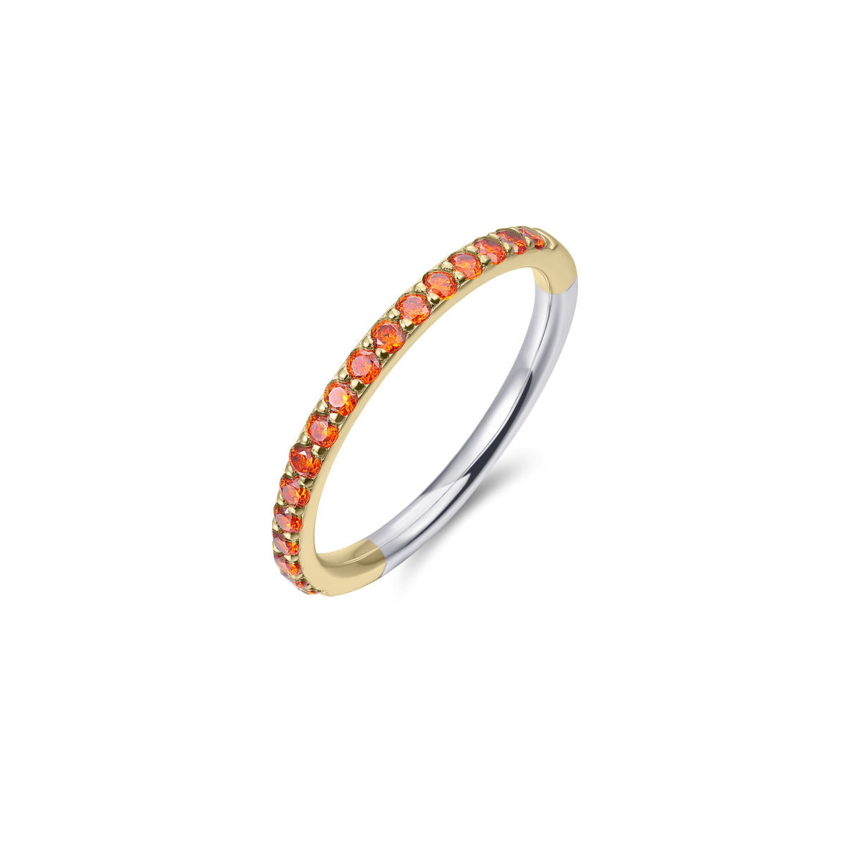 Gisser Ring Zilver Geel Verguld Zirkonia Oranje – R066YO