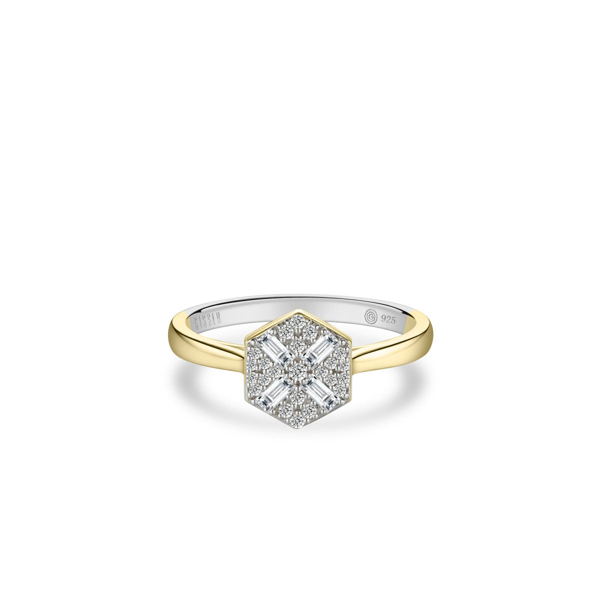 Gisser Ring Zilver Verguld Bicolor Zirkonia Wit – R084Y – foto 2