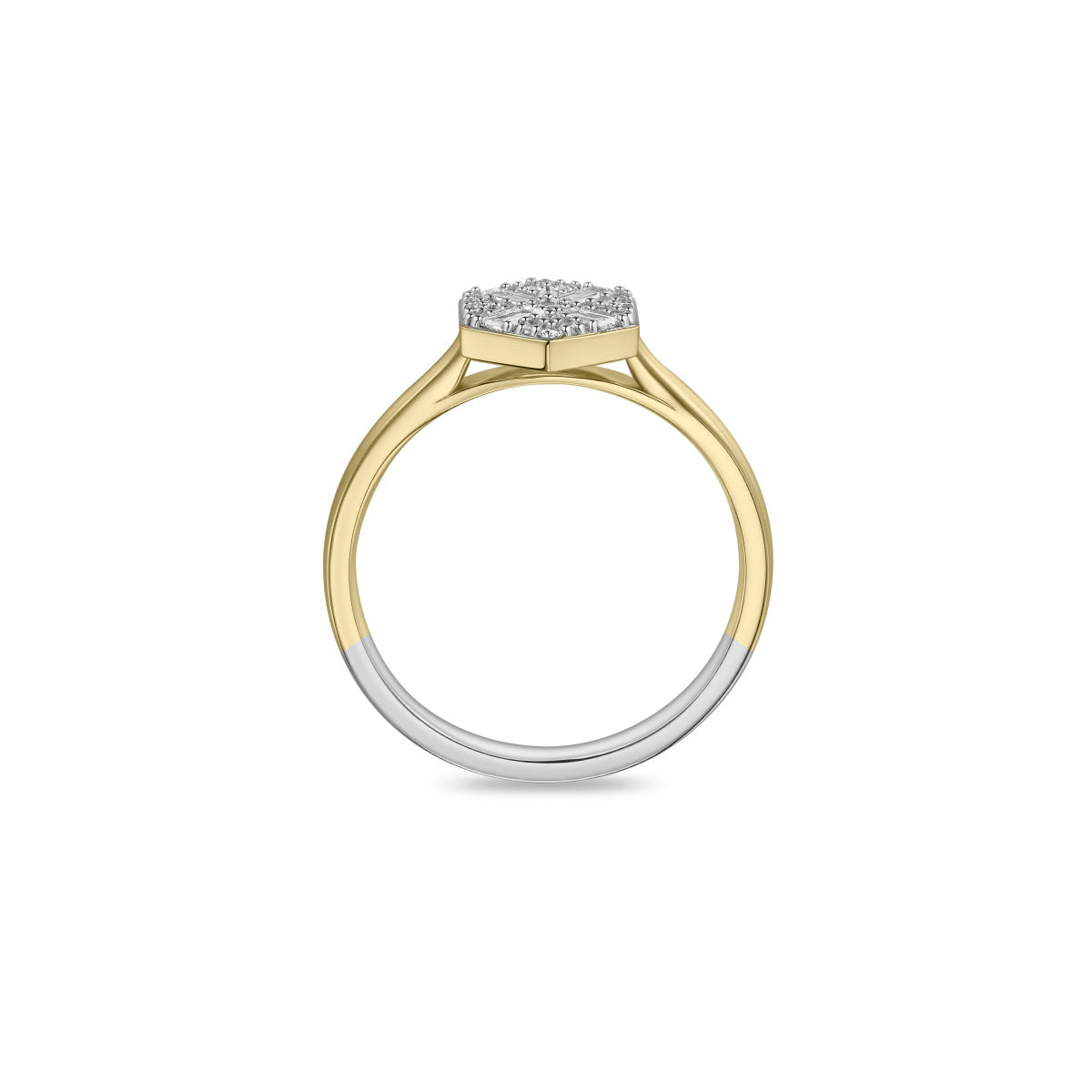 Gisser Ring Zilver Verguld Bicolor Zirkonia Wit – R084Y – foto 4