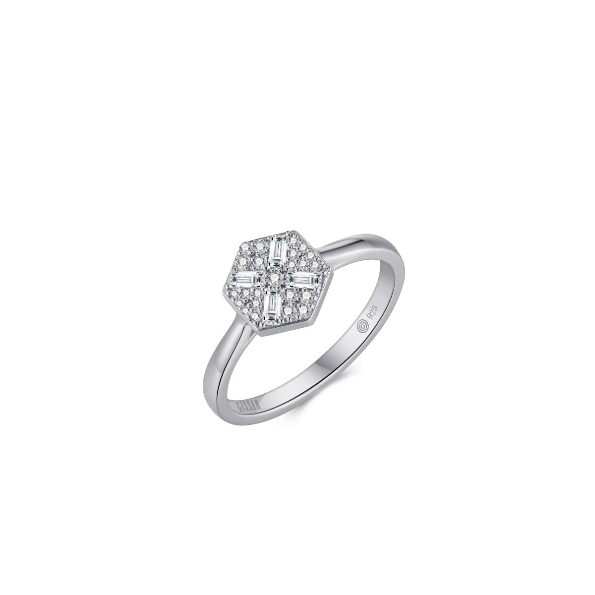 Gisser Ring Zilver Gerhodineerd Zirkonia Wit – R084