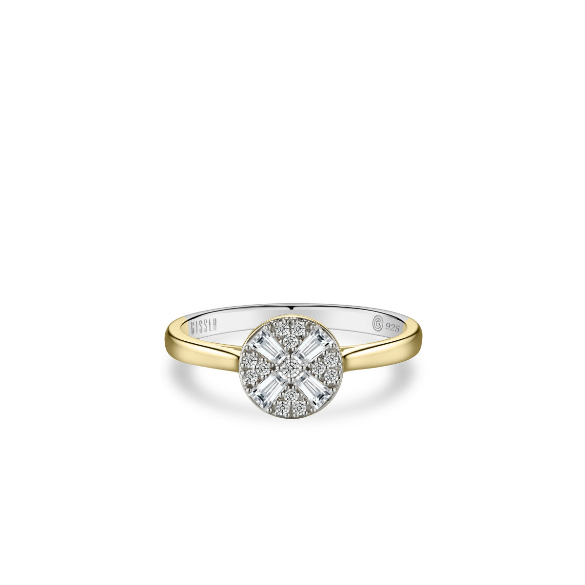 Gisser Ring Zilver Verguld Bicolor Zirkonia Wit – R086Y – foto 2