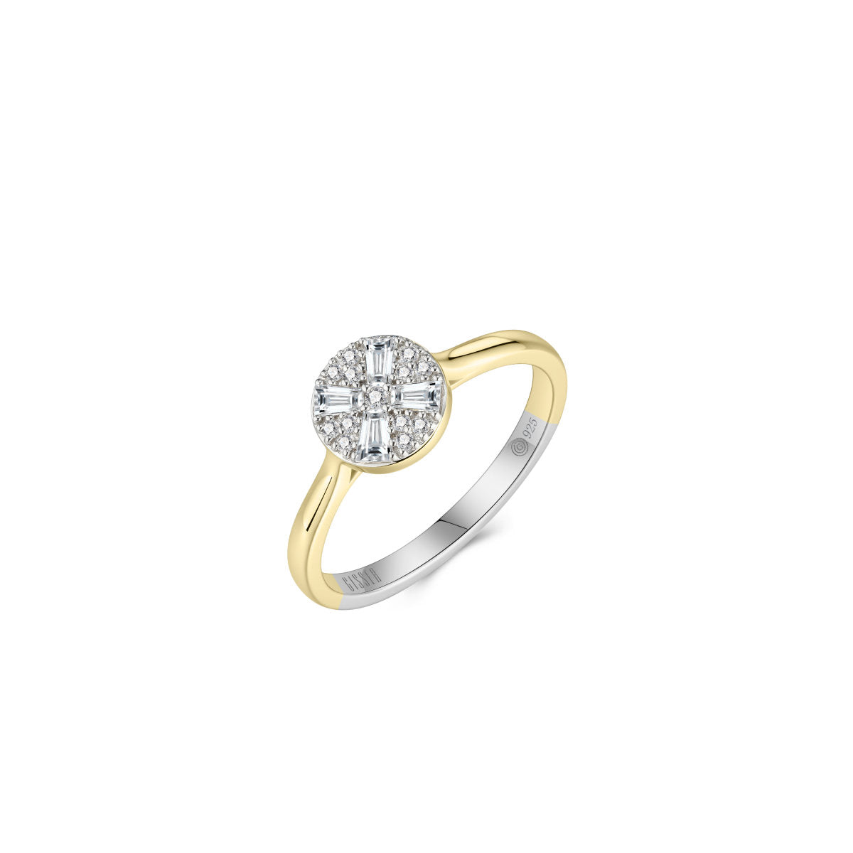 Gisser Ring Zilver Verguld Bicolor Zirkonia Wit – R086Y