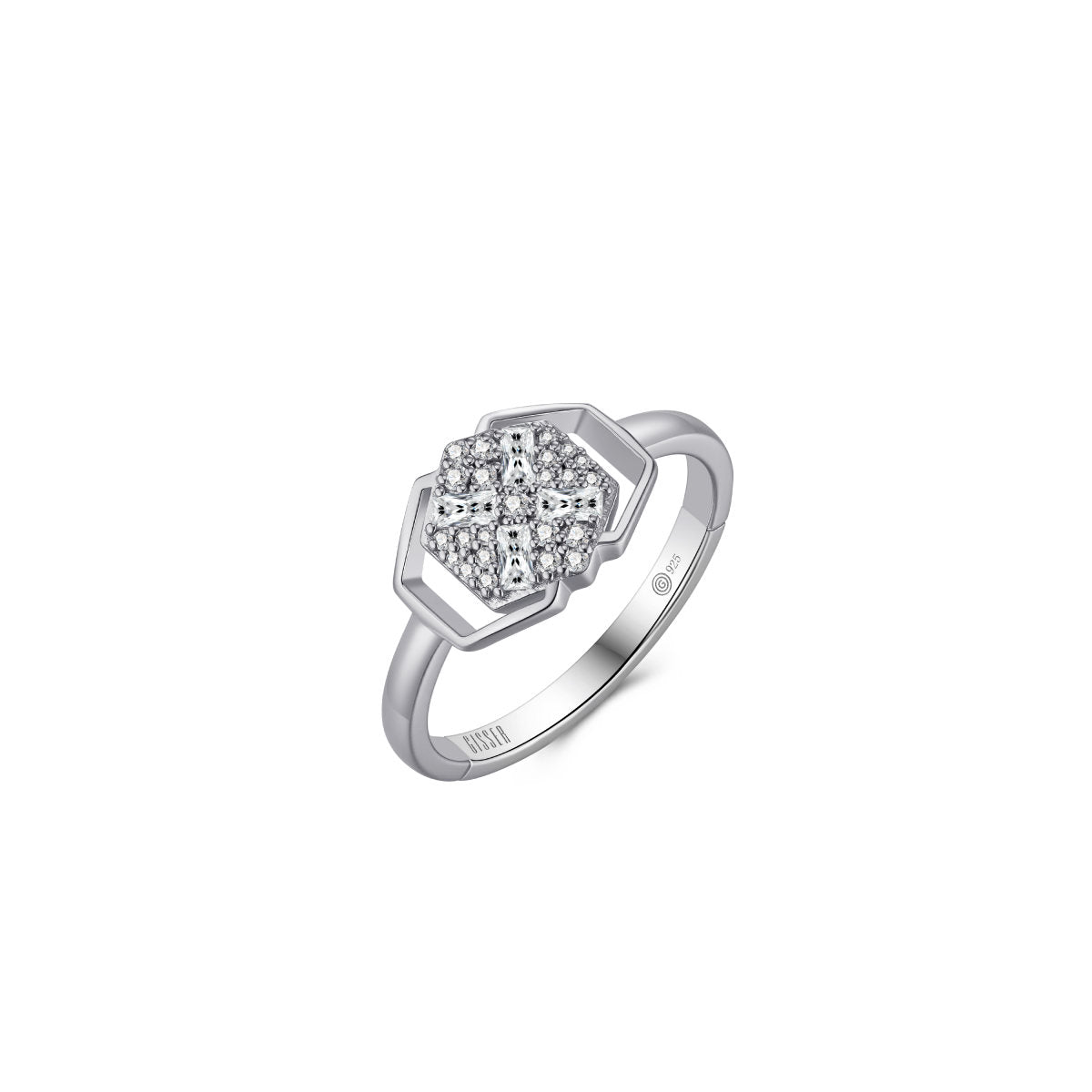 Gisser Ring Zilver Gerhodineerd Zirkonia Wit – R089
