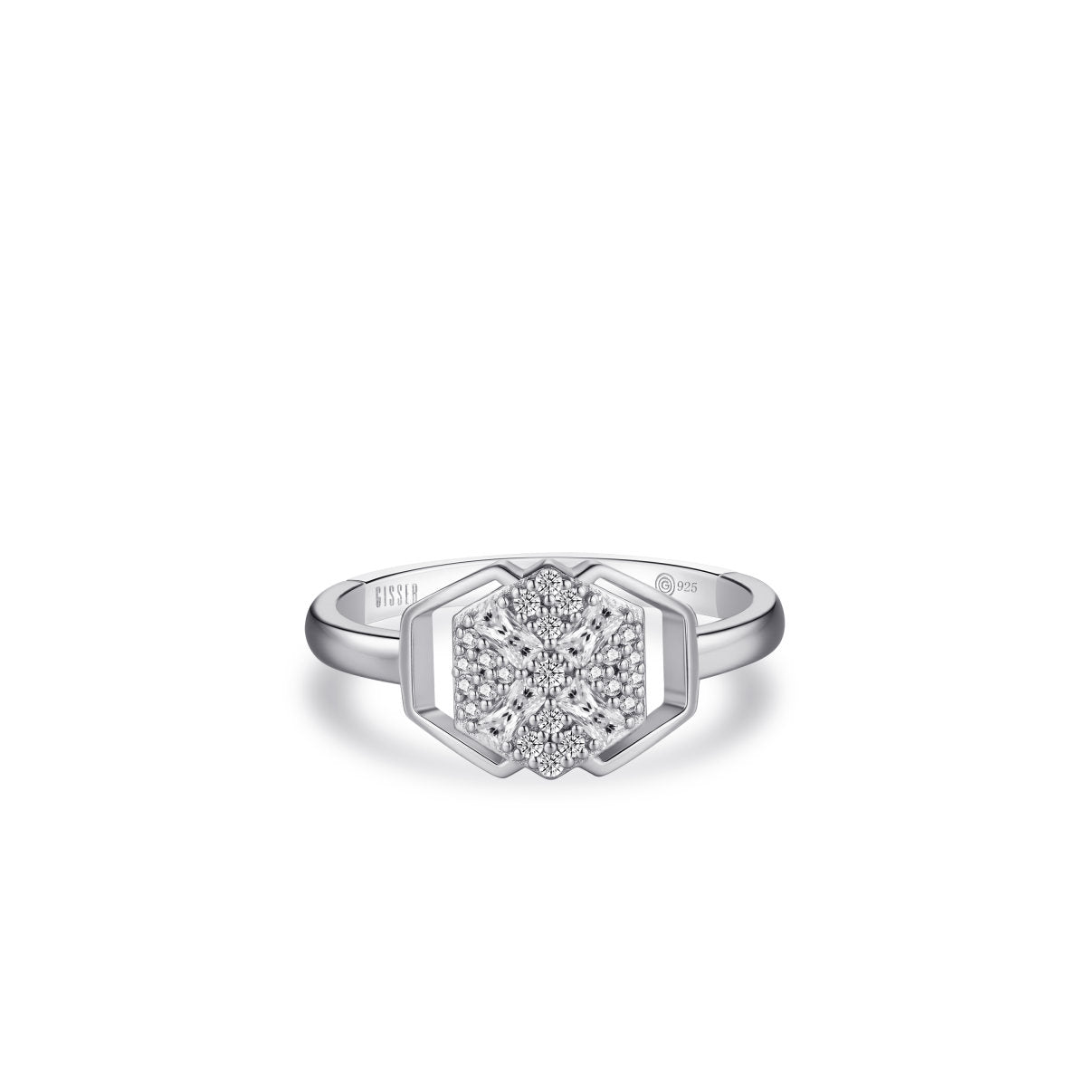 Gisser Ring Zilver Gerhodineerd Zirkonia Wit – R089 – foto 2