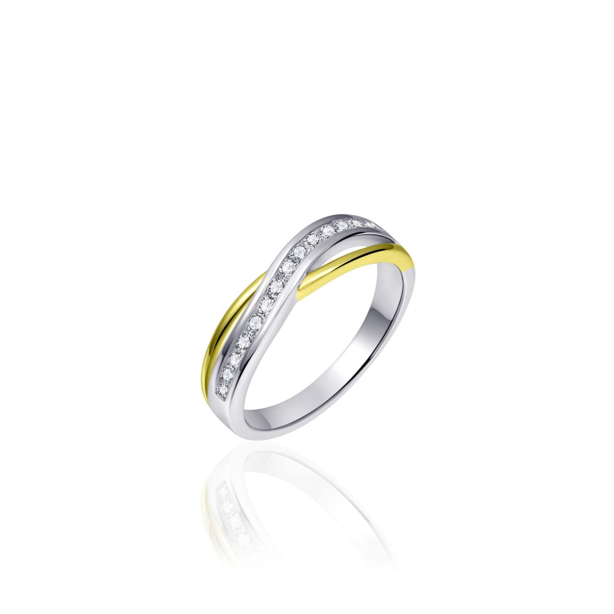 Gisser Ring Zilver Geel Verguld Zirkonia Wit – R101Y