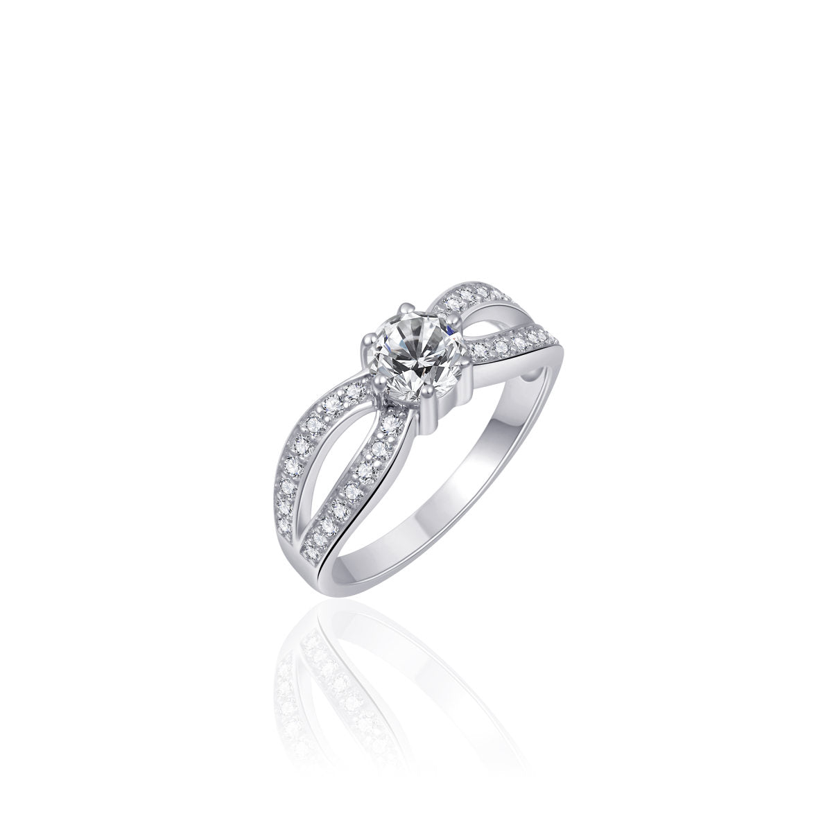 Gisser Ring Zilver Gerhodineerd Zirkonia Wit – R105