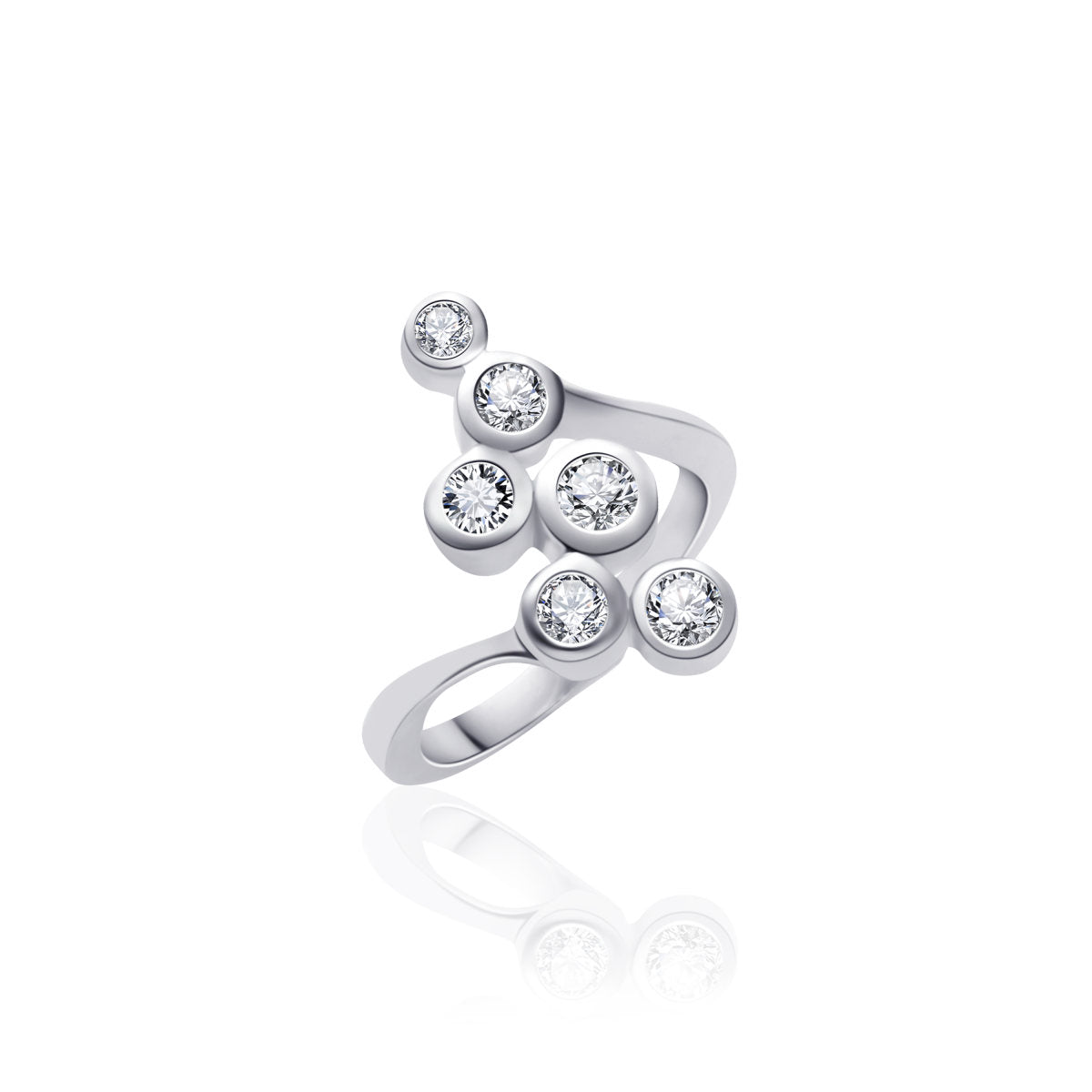Gisser Ring Zilver Gerhodineerd Zirkonia Wit – R230