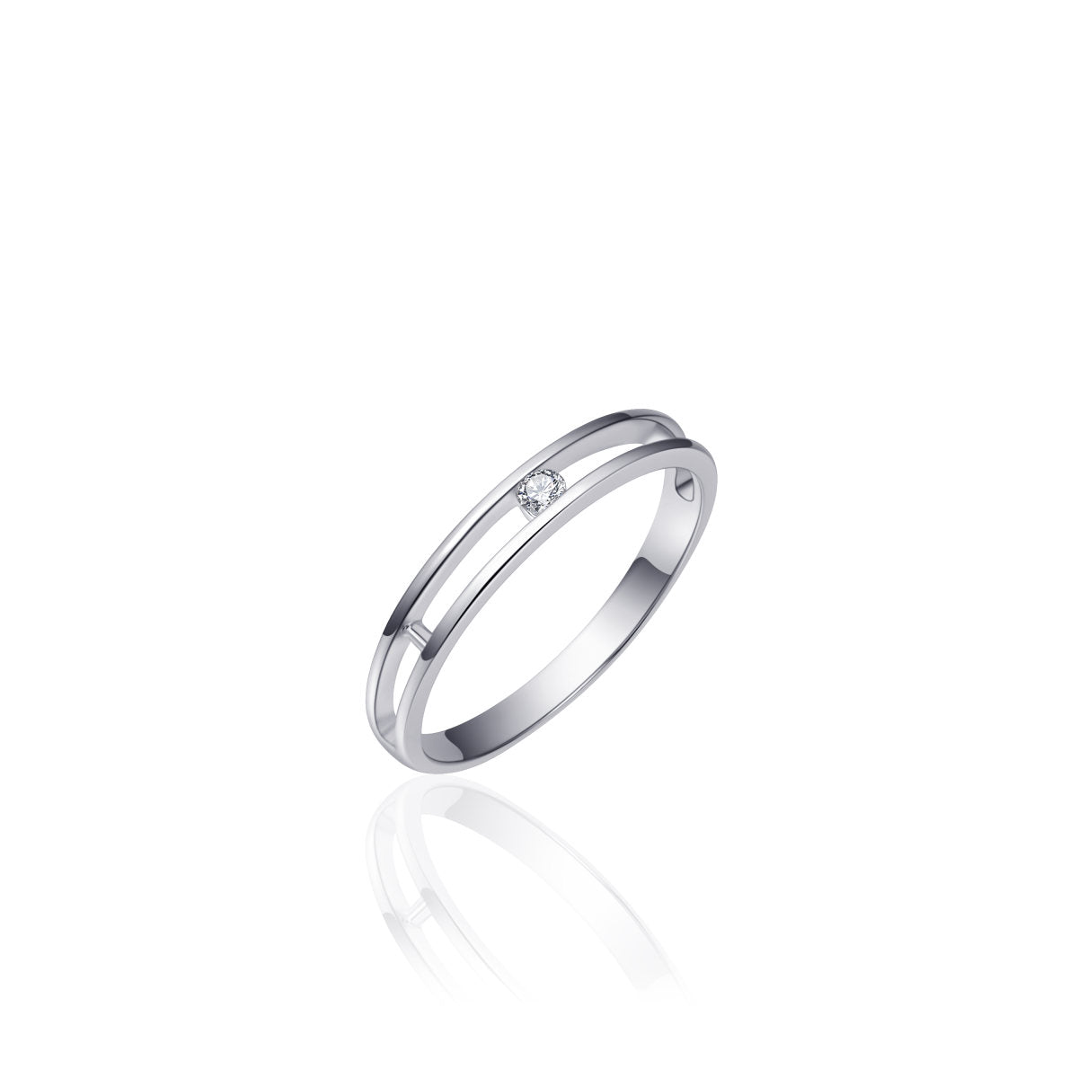 Gisser Ring Zilver Gerhodineerd Zirkonia Wit – R249