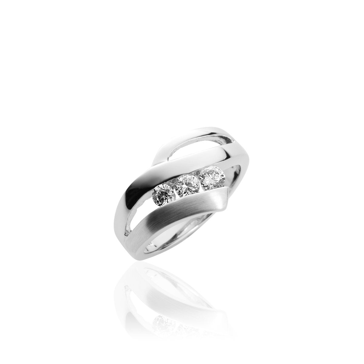 Gisser Ring Zilver Gerhodineerd Zirkonia Wit – R276
