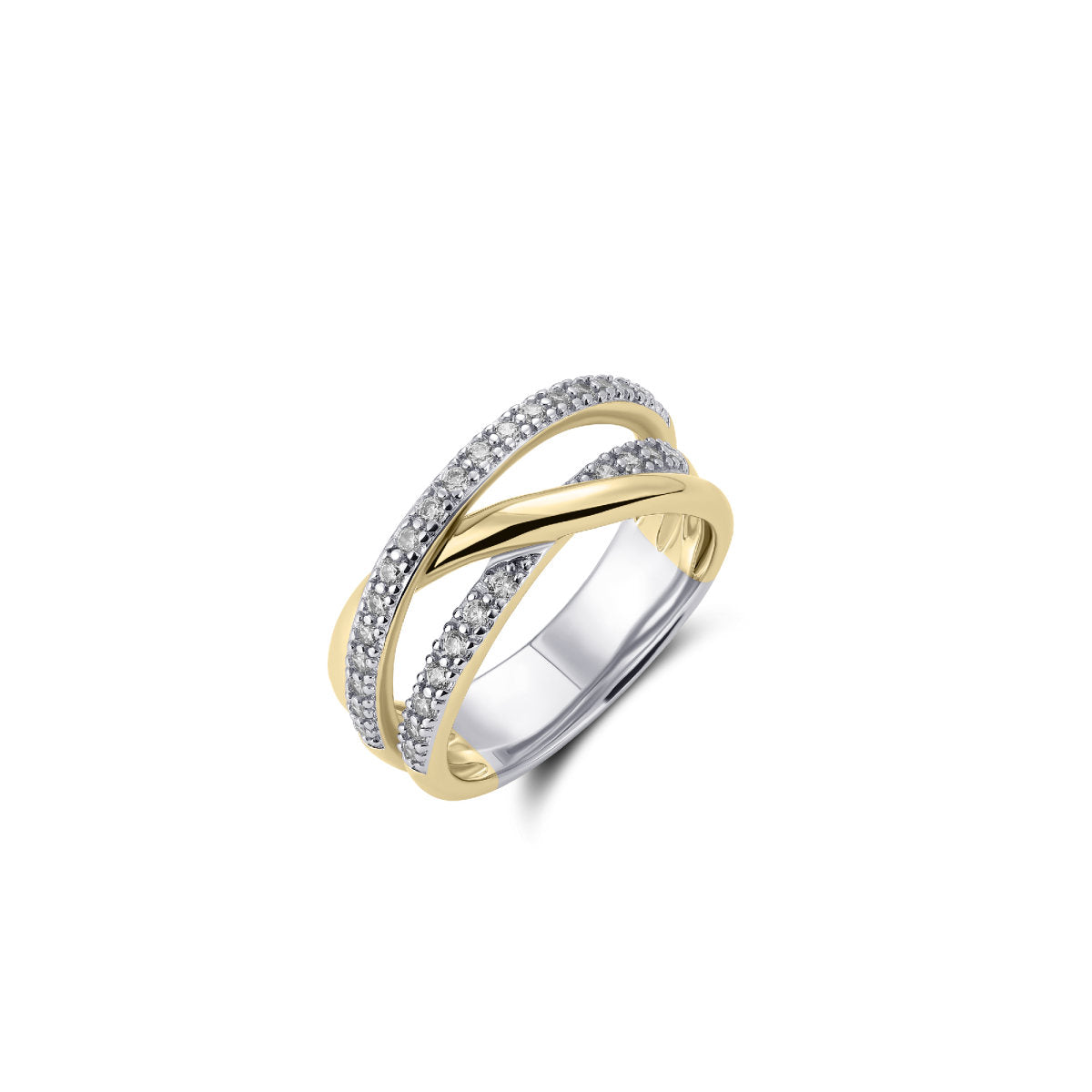 Gisser Ring Zilver Geel Verguld Zirkonia Wit – R311Y