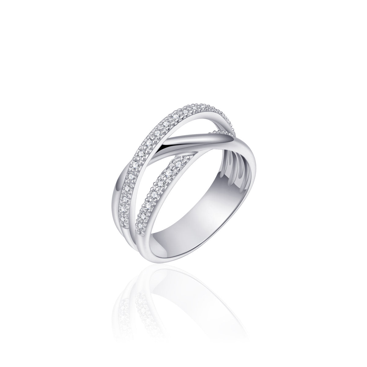 Gisser Ring Zilver Gerhodineerd Zirkonia Wit – R311