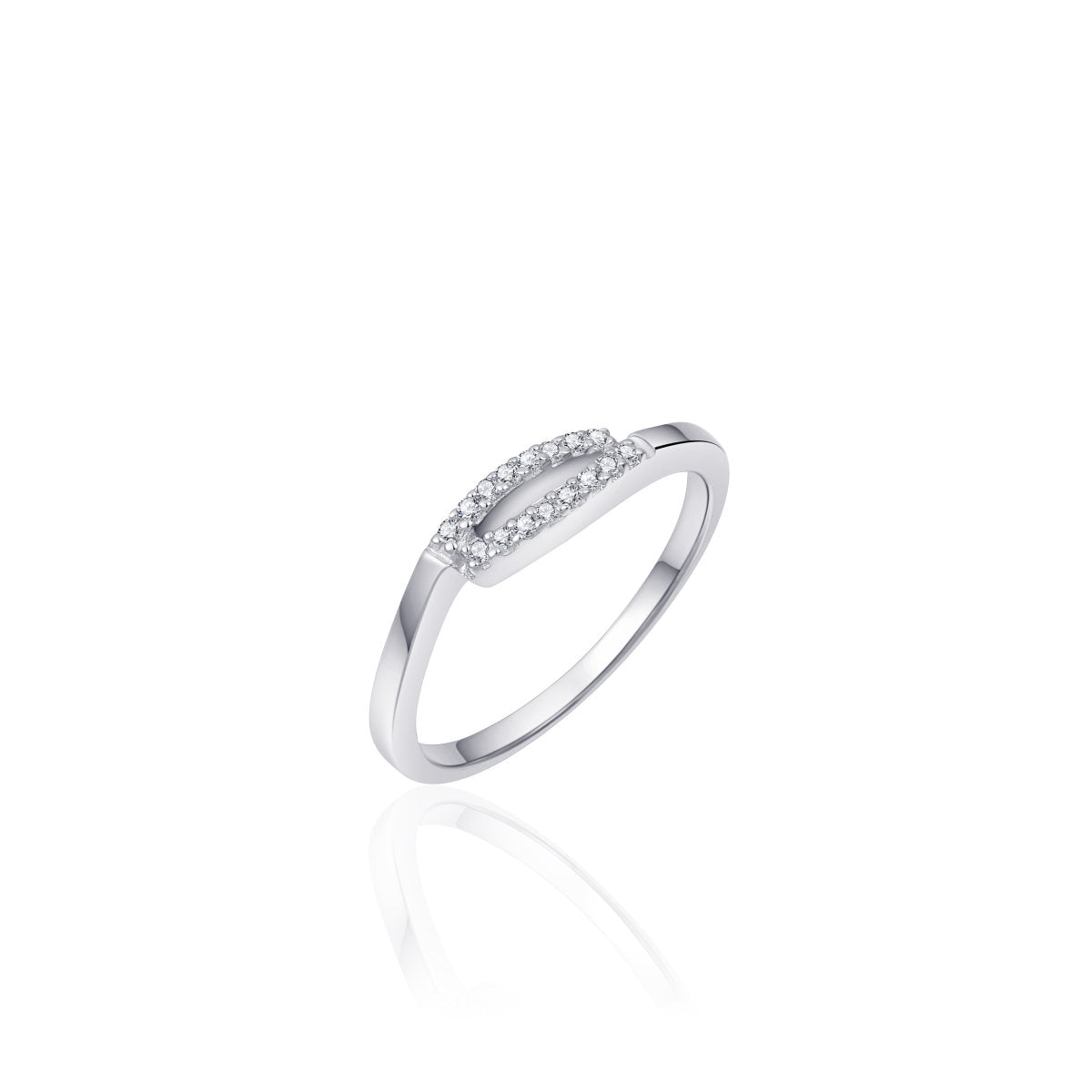 Gisser Ring Zilver Gerhodineerd Zirkonia Wit – R317