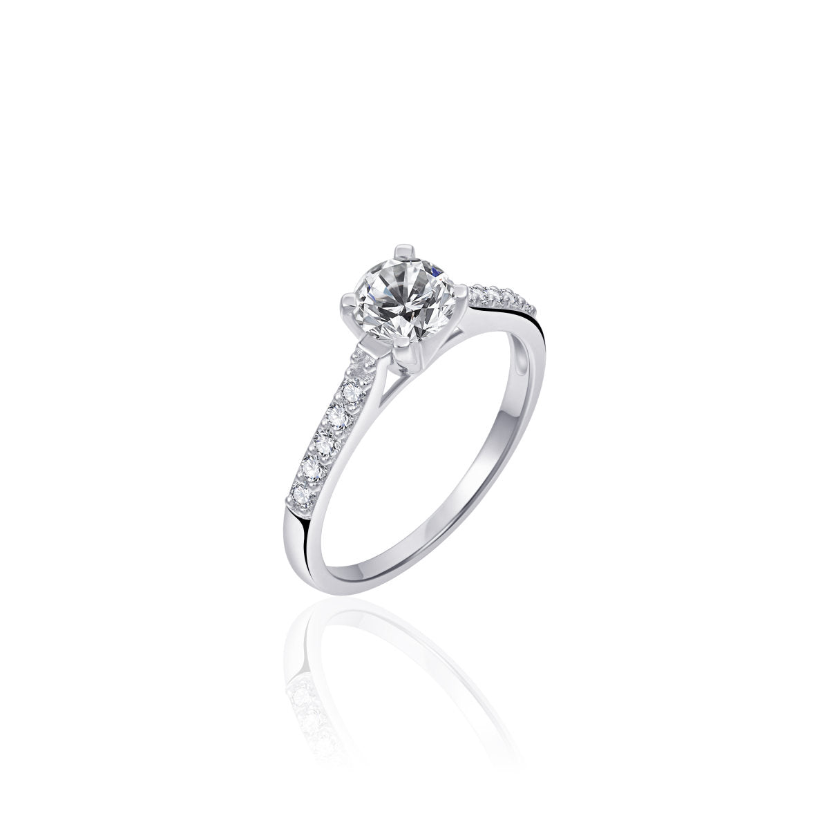 Gisser Ring Zilver Gerhodineerd Zirkonia Wit – R321