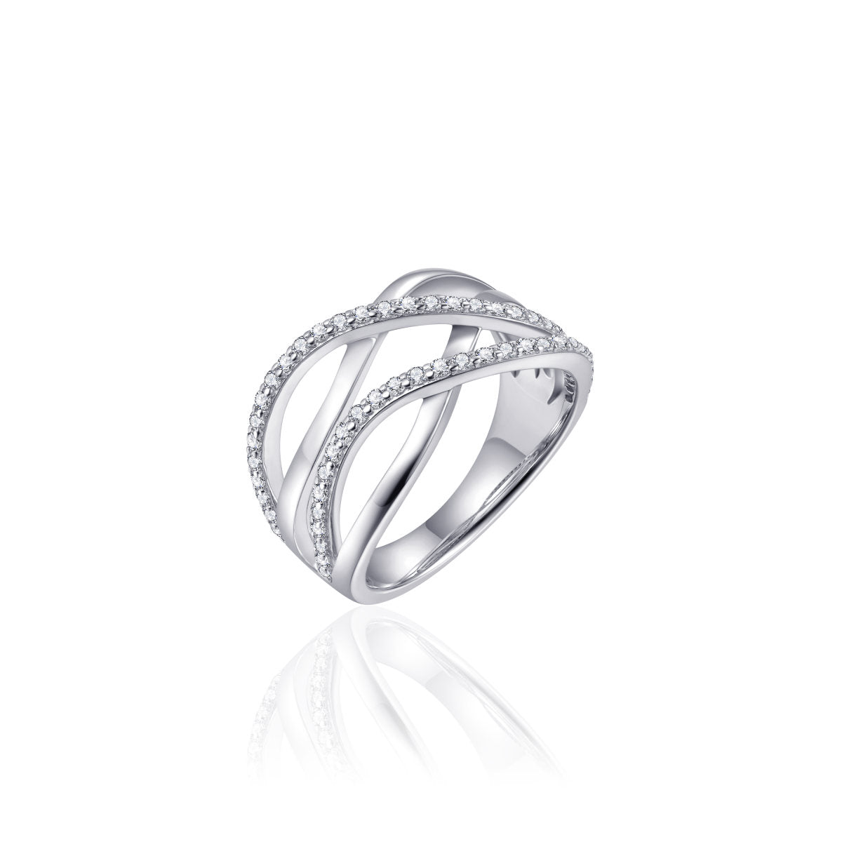 Gisser Ring Zilver Gerhodineerd Zirkonia Wit – R351