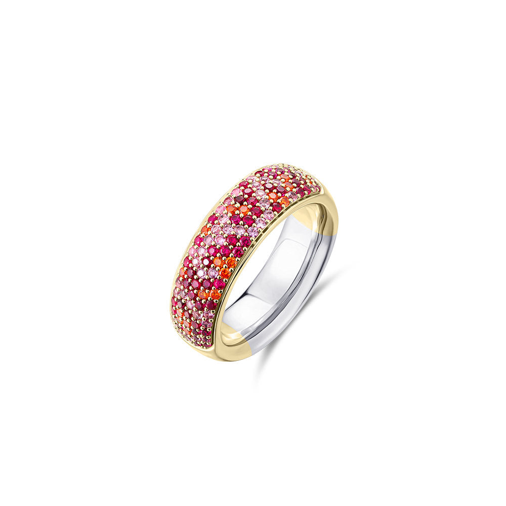 Gisser Ring Zilver Geel Verguld Zirkonia Roze – R364YOF