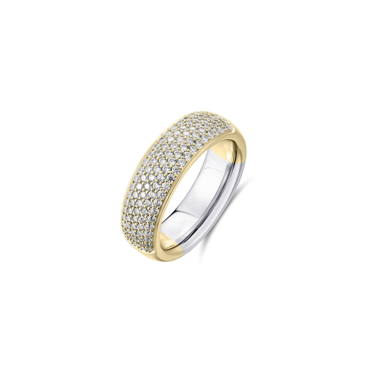 Gisser Ring Zilver Geel Verguld Zirkonia Wit – R364Y