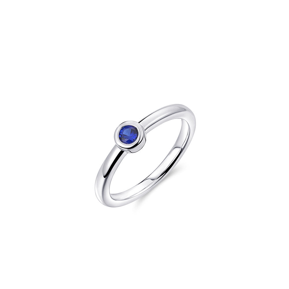 Gisser Ring Zilver Gerhodineerd Zirkonia Blauw – R373B