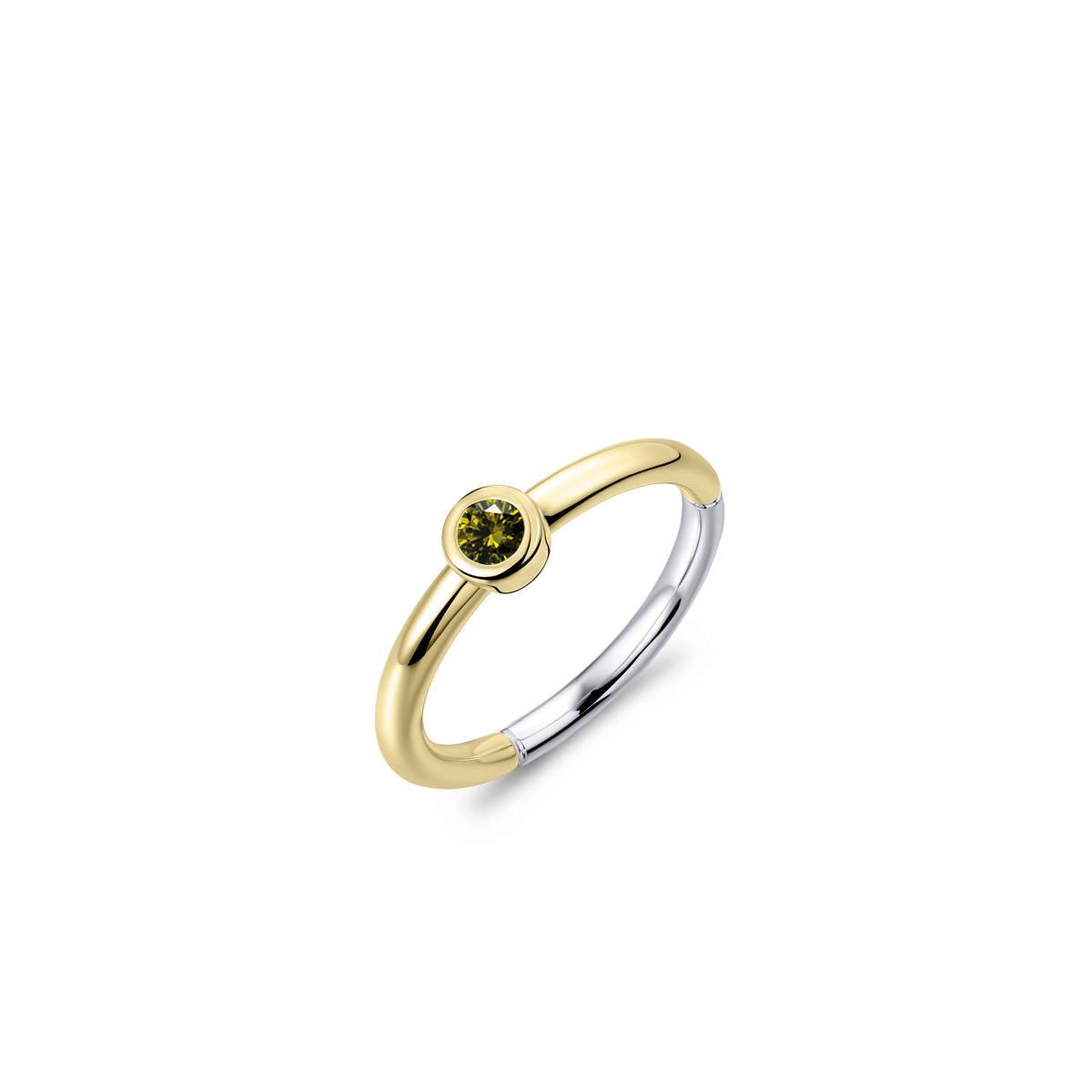 Gisser Ring Zilver Geel Verguld Zirkonia Groen – R373YG