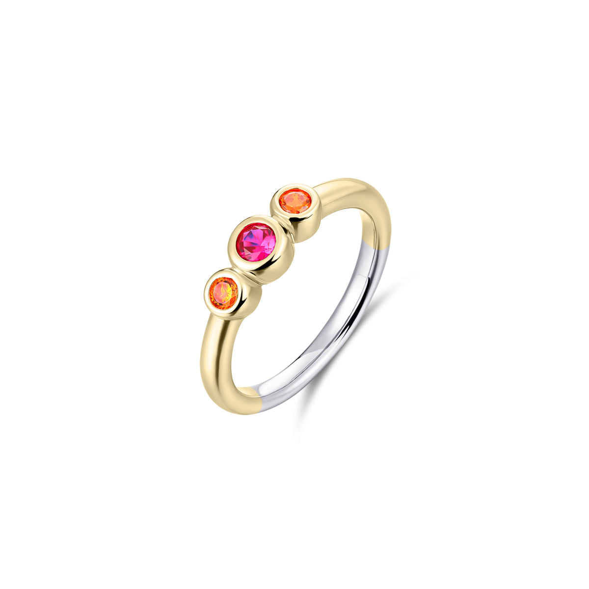 Gisser Ring Zilver Geel Verguld Zirkonia Roze – R378YOF