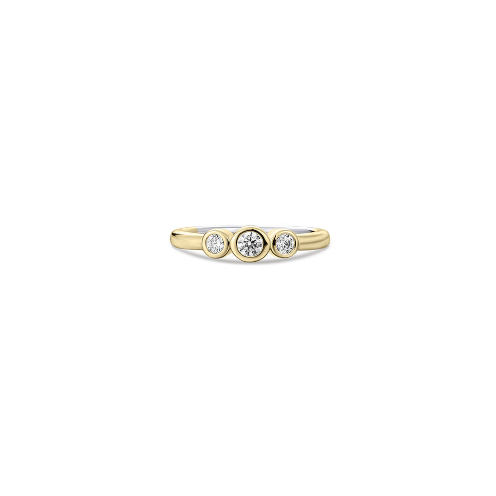 Gisser Ring Zilver Geel Verguld Zirkonia Wit – R378Y – foto 2