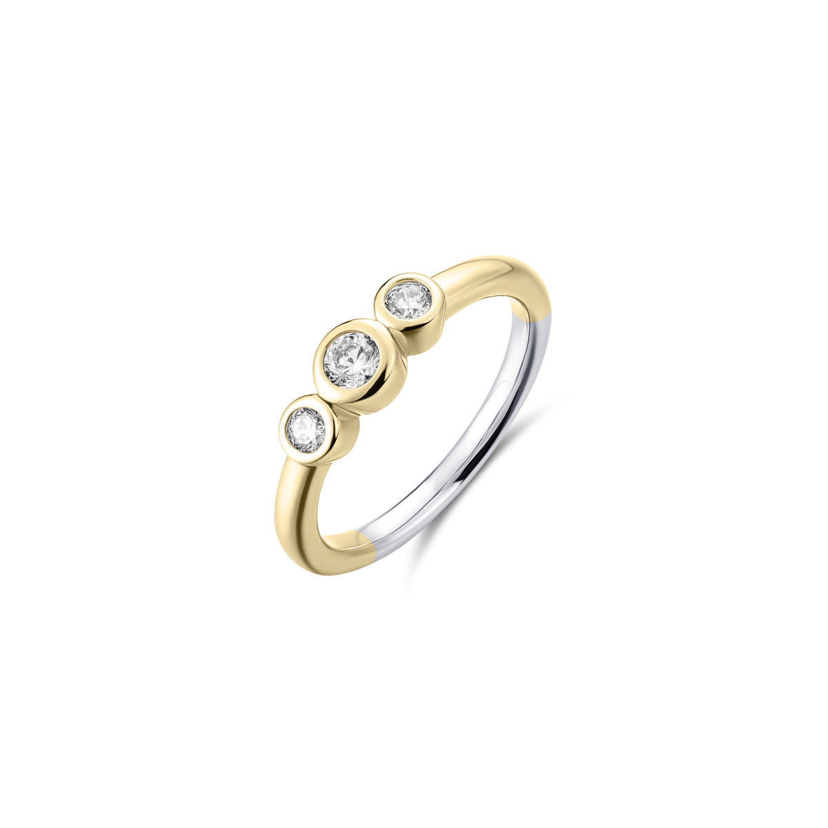 Gisser Ring Zilver Geel Verguld Zirkonia Wit – R378Y