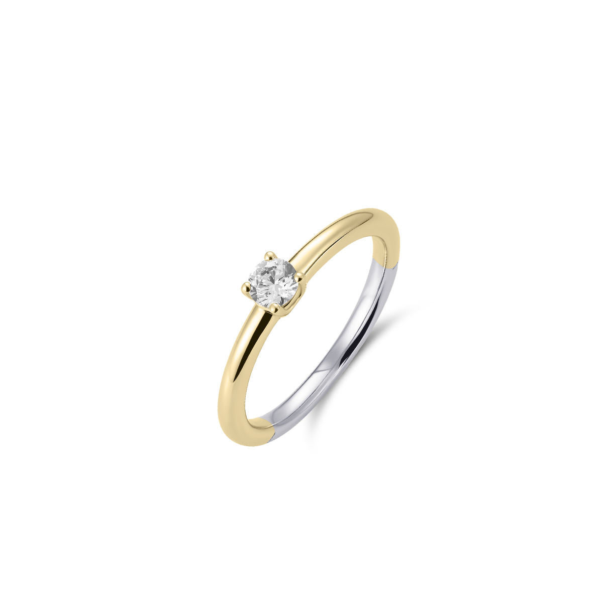Gisser Ring Zilver Geel Verguld Zirkonia Wit – R394Y