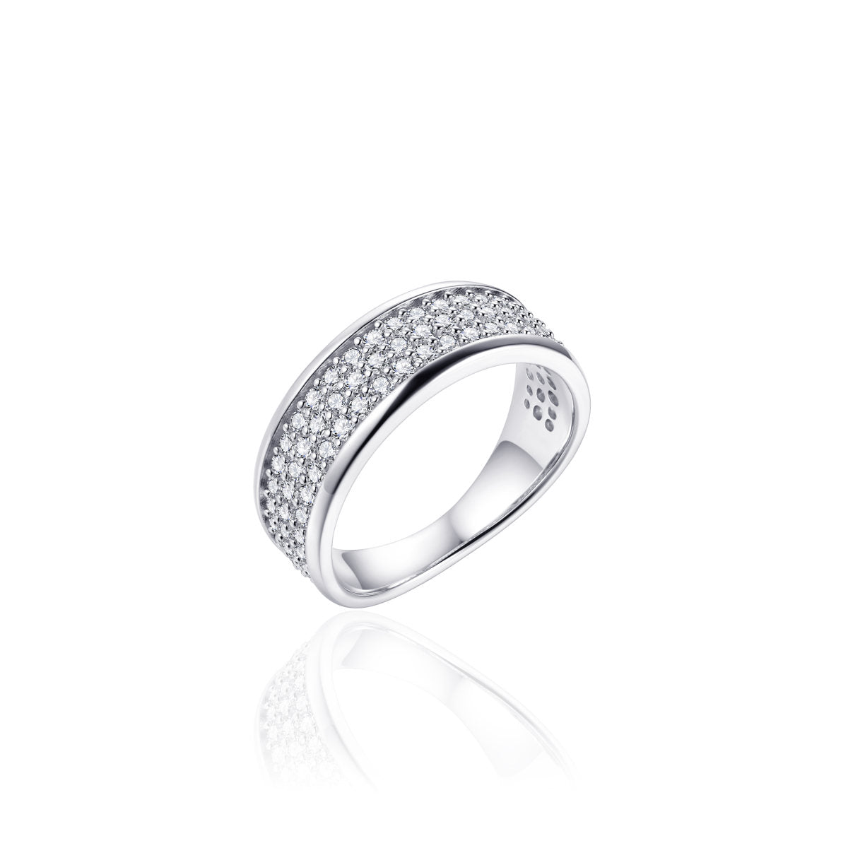 Gisser Ring Zilver Gerhodineerd Zirkonia Wit – R402