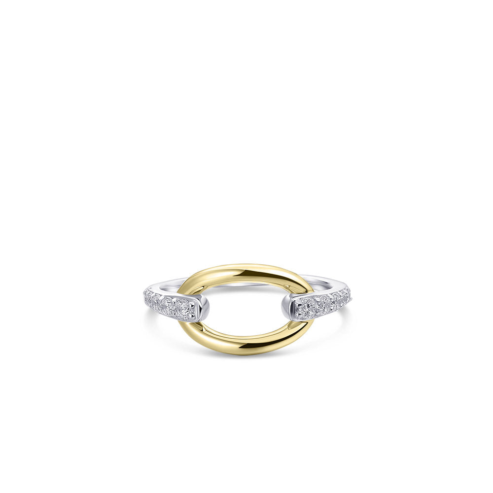 Gisser Ring Zilver Verguld Bicolor Zirkonia Wit – R407Y – foto 2