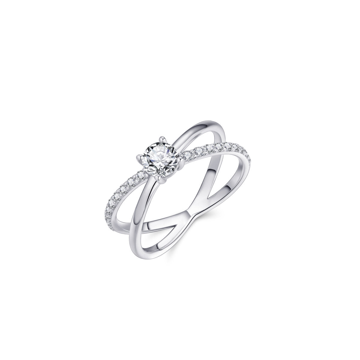 Gisser Ring Zilver Gerhodineerd Zirkonia Wit – R411
