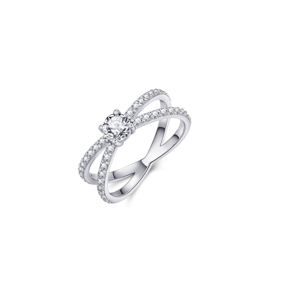 Gisser Ring Zilver Gerhodineerd Zirkonia Wit – R412