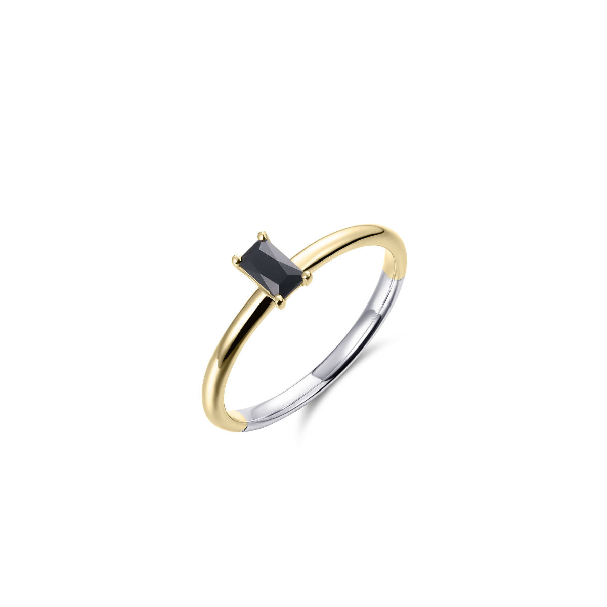 Gisser Ring Zilver Verguld Bicolor Zirkonia Zwart – R417YZ