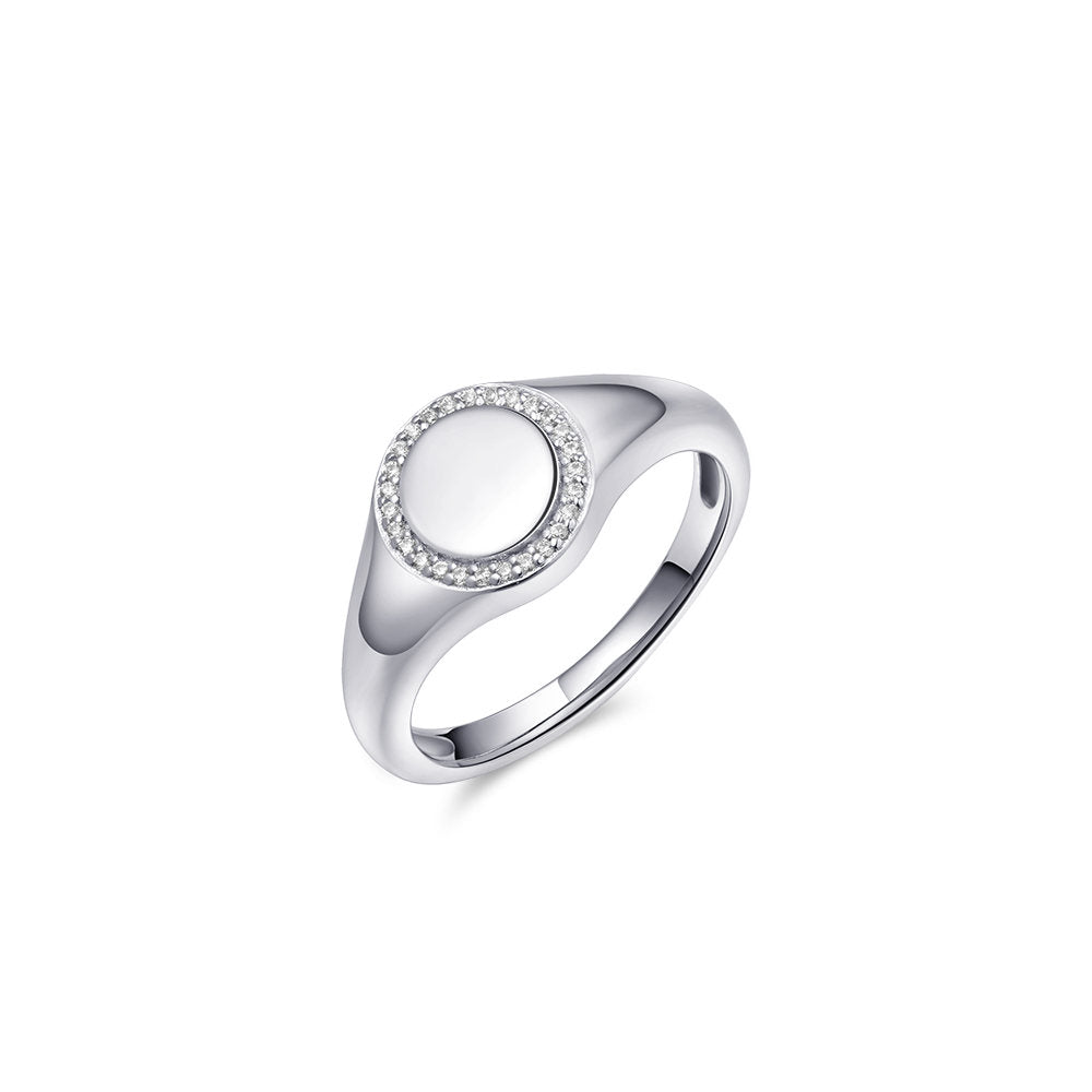 Gisser Ring Zilver Gerhodineerd Zirkonia Wit – R422