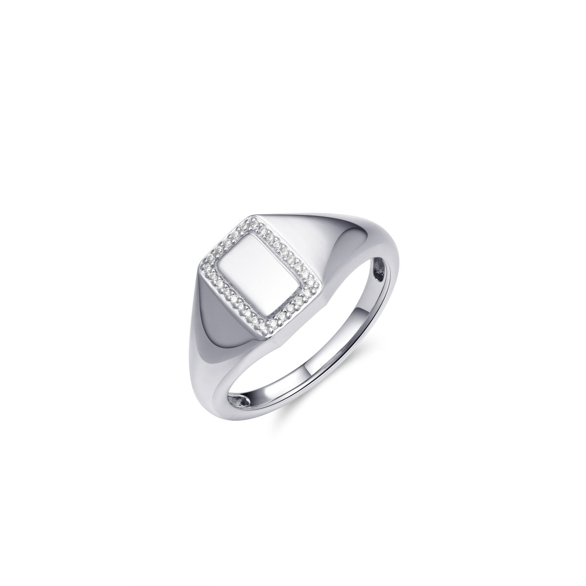 Gisser Ring Zilver Gerhodineerd Zirkonia Wit – R424