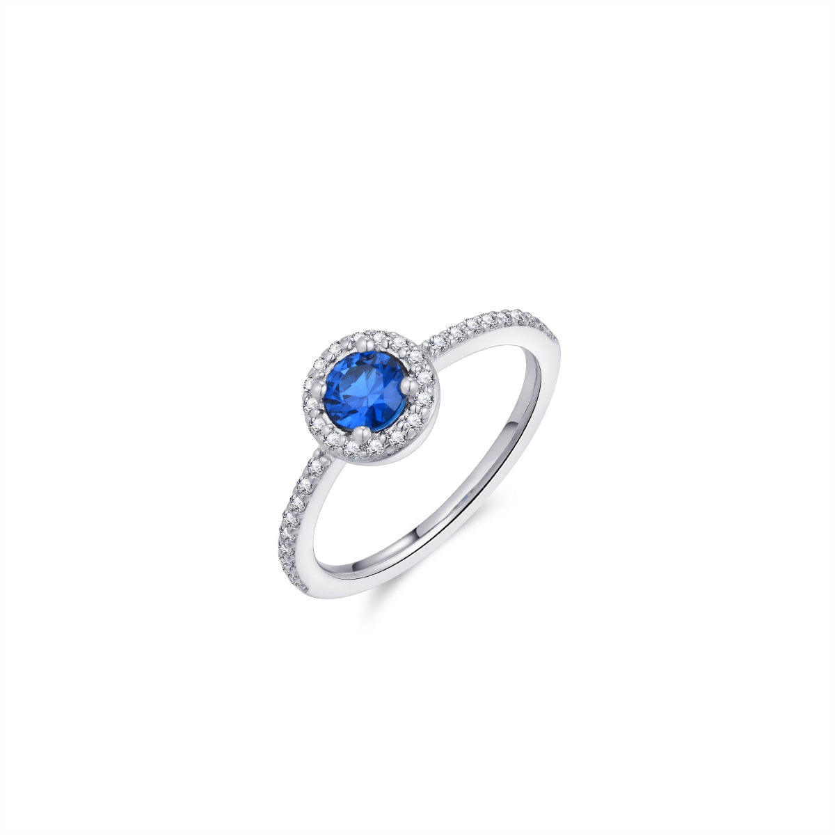 Gisser Ring Zilver Gerhodineerd Zirkonia Blauw – R446B