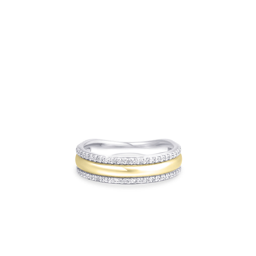 Gisser Ring Zilver Geel Verguld Zirkonia Wit – R458Y – foto 2