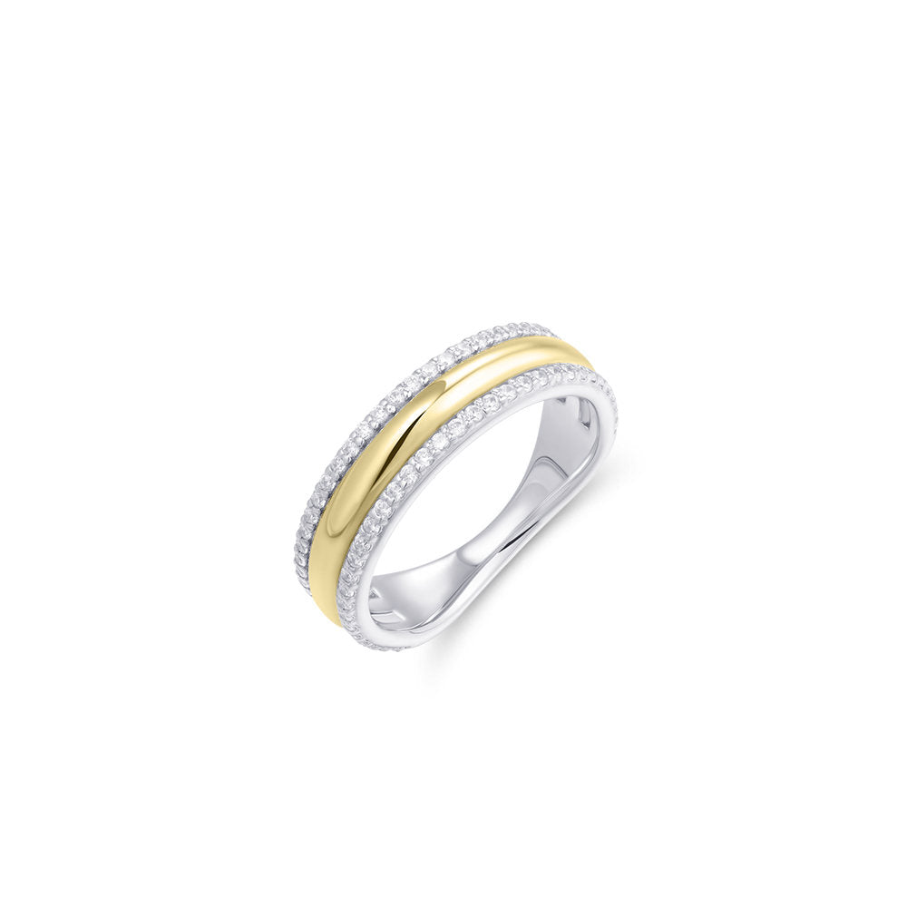 Gisser Ring Zilver Geel Verguld Zirkonia Wit – R458Y