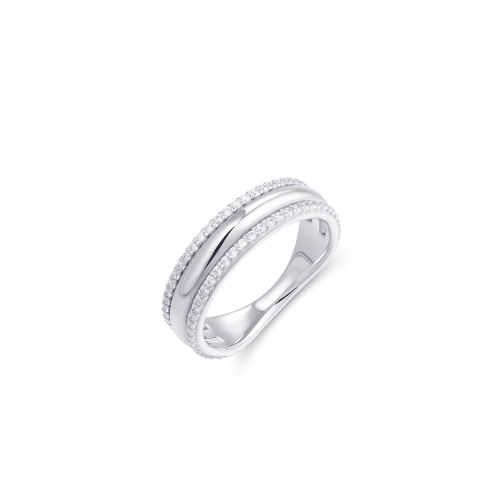 Gisser Ring Zilver Gerhodineerd Zirkonia Wit – R458