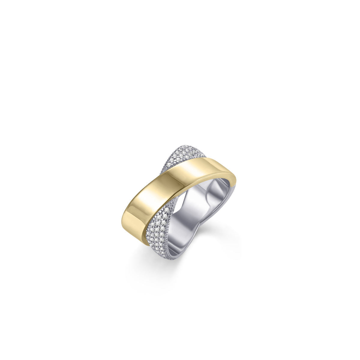 Gisser Ring Zilver Geel Verguld Zirkonia Wit – R467Y